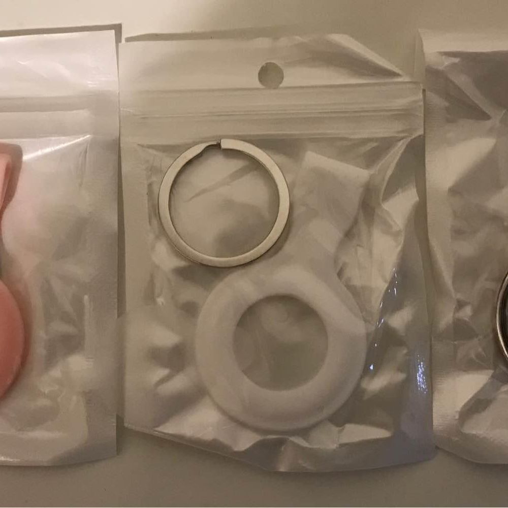 2 pack Apple AirTag soft silicone case holders for keychain cellphone